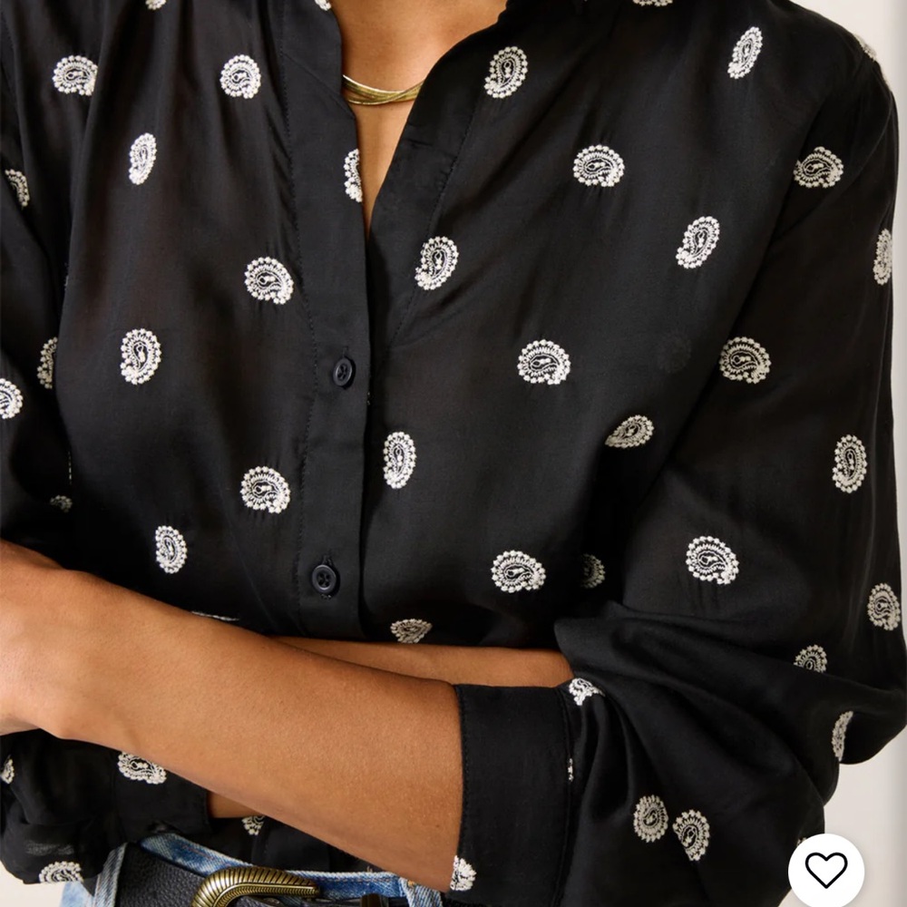 Cloth & Stone Black Embroidered Blouse